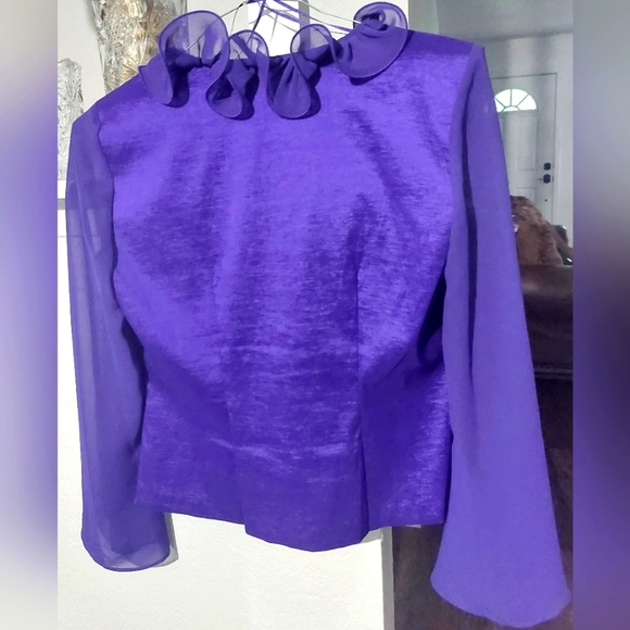 Elegant Purple Shiney Blouse Sz 8 by J.R. EVENINGS 0130 - Picture 6 of 9